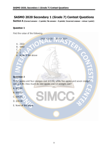SASMO 2020 Grade 7 Contest Questions