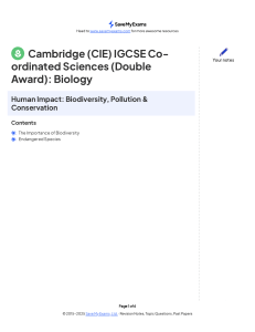 IGCSE Biology: Biodiversity, Pollution & Conservation Notes