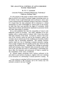 Anti-Corrosion Water Treatment: Analytical Control & Chemistry