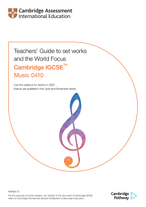 Cambridge IGCSE Music Teacher's Guide: Set Works & World Focus