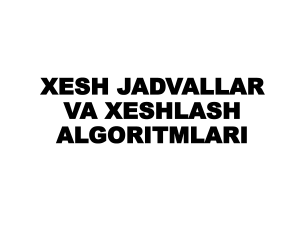 Xesh Jadvallari va Xeshlash Algoritmlari