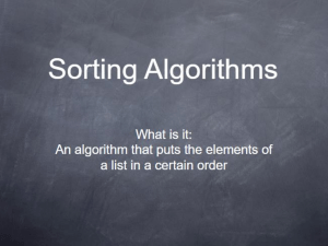 Sorting Algorithms Definition