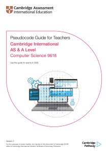 Pseudocode Guide for Cambridge AS & A Level Computer Science