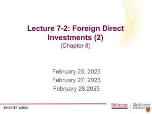 Foreign Direct Investment: Motivations, Benefits & Costs