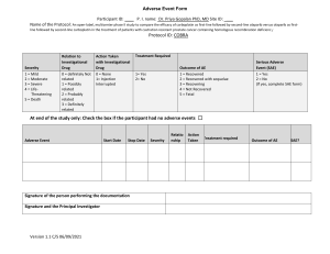 Adverse Event Form - Prostate Cancer Clinical Trial
