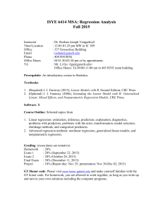 ISYE 6414 Regression Analysis Syllabus - Fall 2015