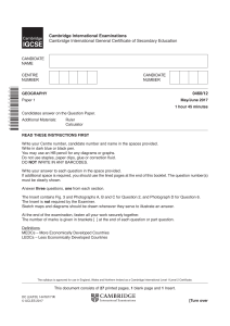 IGCSE Geography Exam Paper: Population & Development