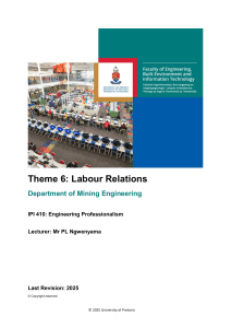 Labour Relations: Mining Engineering Lecture Notes