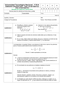 Examen de Matemáticas - Universidad Tecnológica Nacional