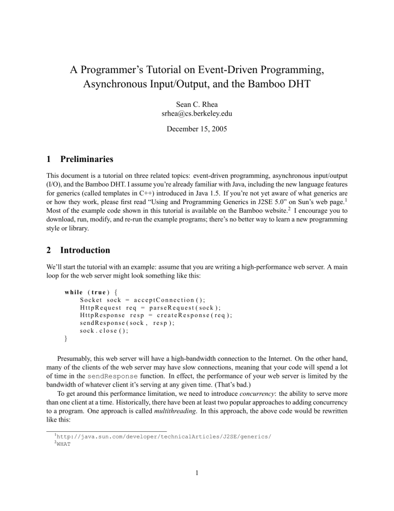 Event-Driven Programming & Bamboo DHT Tutorial