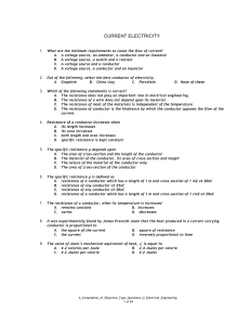 Current Electricity: Objective Questions for Electrical Engineering