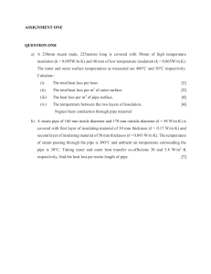 Heat Transfer in Insulated Steam Pipes: Assignment