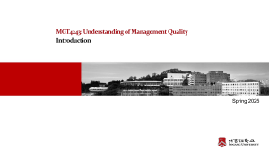 Quality Management Course Syllabus - Spring 2025