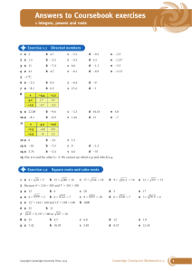 Math Coursebook Answers: Integers, Powers, Roots