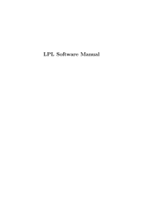 LPL Software Manual: Tarski's World, Fitch, Boole