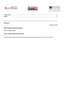 Solar Energy Project Worksheet for Primary 5