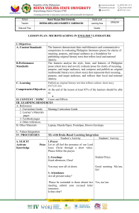 English 7 Lesson Plan: Cause and Effect in Literature