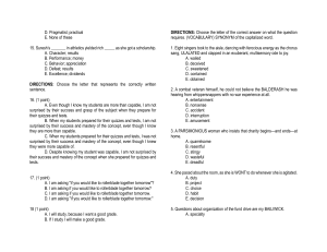 English Exam: Vocabulary, Grammar, Sentence Structure