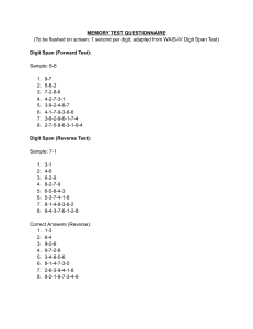 Memory Test: Digit Span Forward & Reverse