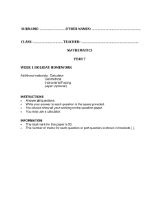 Year 7 Maths Homework: Week 1 - Practice Problems