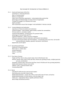 Finance Midterm 1 Study Guide: Key Concepts & Formulas