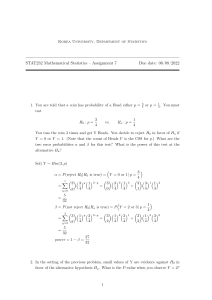 Mathematical Statistics Assignment: Hypothesis Testing & Power