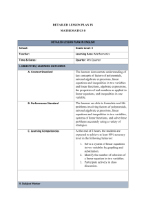 Mathematics 8: Solving Linear Equations Lesson Plan