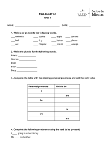 English A1 Grammar Worksheet: Full Blast Unit 1