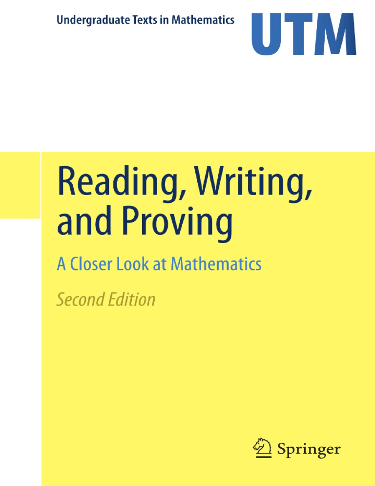 Reading, Writing, and Proving: A Mathematics Textbook