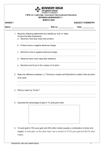 Grade 7 Chemistry Revision Worksheet - Atomic Structure & Purity