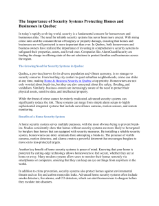 Home & Business Security Systems in Quebec: Importance & Benefits