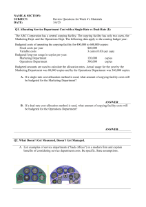 Cost Allocation Review Questions: Single vs. Dual Rate