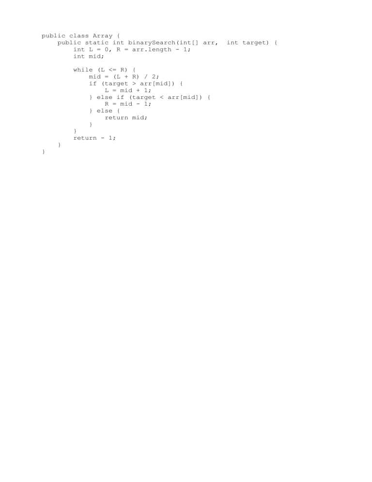 Java Binary Search Algorithm Code Snippet