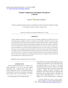 Tomato Components & Quality: A Review