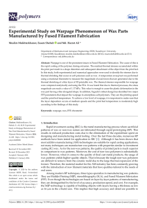 Warpage in FFF Wax Parts: Experimental Study