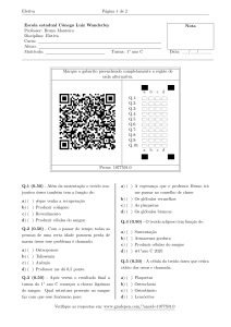 Exame de Biologia: Tecidos - Ensino Médio 1º Ano