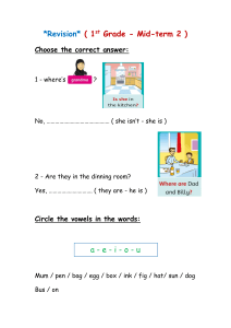 1st Grade English Revision Worksheet - Mid-term 2