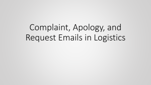 Logistics Email Templates: Complaints, Apologies, Requests