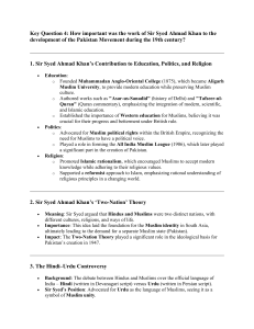 Sir Syed Ahmad Khan & Pakistan Movement: Study Guide