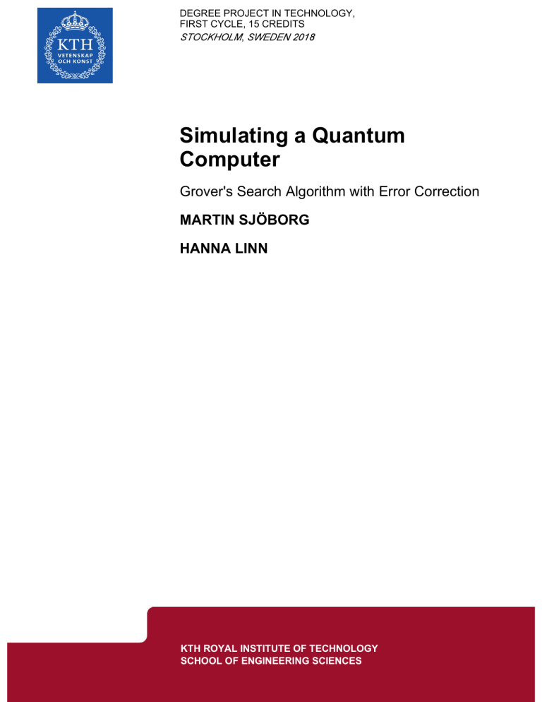 Quantum Computer Simulation: Grover's Algorithm & Error Correction