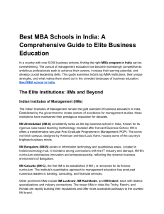 Best MBA Schools in India: A Comprehensive Guide