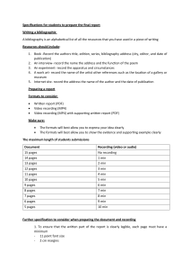 Final Report Specifications for Students