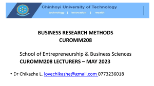 Business Research Methods: CUROMM208 Lecture Slides