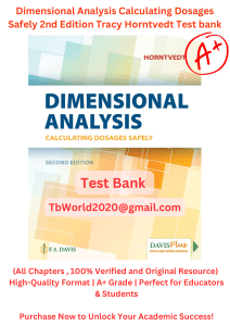 Dosage Calculations Test Bank: Dimensional Analysis, 2nd Ed.