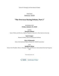 Overseas Basing Debate: Costs, Strategy, & Burden Sharing