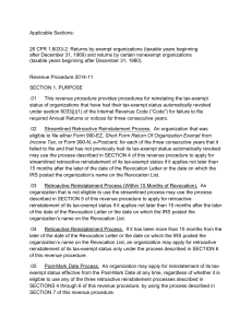 IRS Revenue Procedure 2014-11: Tax-Exempt Status Reinstatement