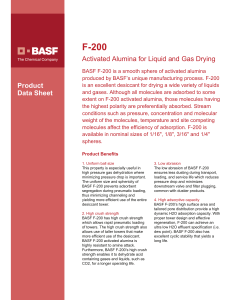 BASF F-200 Activated Alumina Desiccant - Product Data