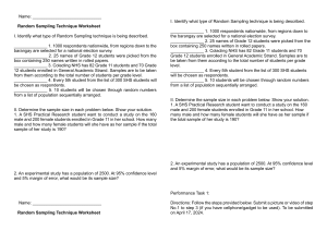 Random Sampling Techniques Worksheet