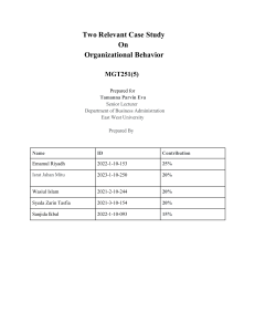 Organizational Behavior Case Study: Motivation & Group Dynamics