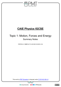 CAIE Physics IGCSE: Motion, Forces & Energy Summary